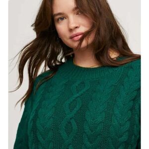 NEW Mango‎ Cable-knit warm sweater, Green, Size M
